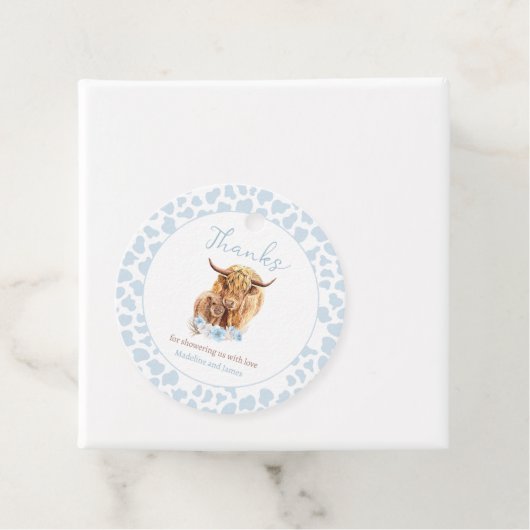Boho Koe Blauw Pampas Grass Boy Baby shower Favors Bedankjes Labels (In situ)