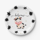 Boho Koe Genderneutraal Baby shower Papieren Bordje (Voorkant)