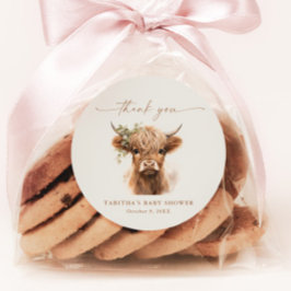 Boho Koe Koppels Baby shower Dank u Ronde Sticker