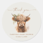 Boho Koe Koppels Baby shower Dank u Ronde Sticker (Voorkant)