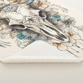 Boho Koe Kracht met bloemen, Bloem Koe Sherpa Deken (3/4)