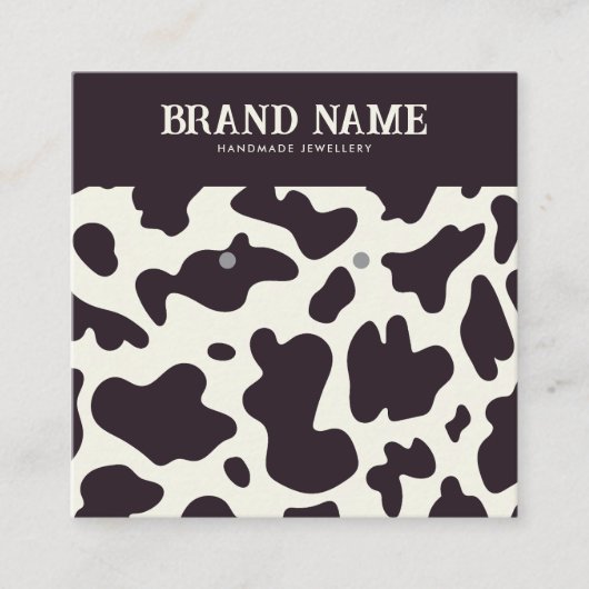 Boho koe patroon Oorbellen Display Kaart Vierkante Visitekaartje (Voorkant)