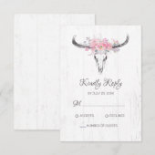 Boho Koe schedel bloemenblush roze Waterverf Roos RSVP Kaartje (Voorkant / Achterkant)
