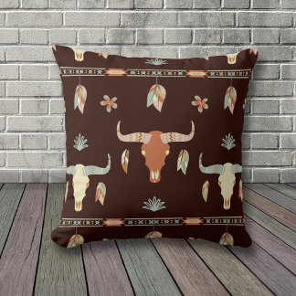 Boho Koe schedel en vader Patroon Kussen