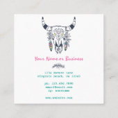 Boho Koe Skull met Turquoise Bohemian Vierkante Visitekaartje (Achterkant)