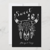 Boho Koe Skull Zwart en Wit Sweet 16 Verjaardag Kaart (Voorkant)