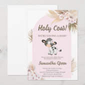 Boho Koe Uitnodiging voor Baby Shower (Voorkant / Achterkant)