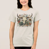 Boho Koeien Schedel Westerse Woestijn Sfeer T-shir Tri-Blend Shirt (Voorkant)