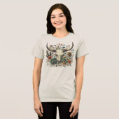Boho Koeien Schedel Westerse Woestijn Sfeer T-shir Tri-Blend Shirt (Voorkant volledig)