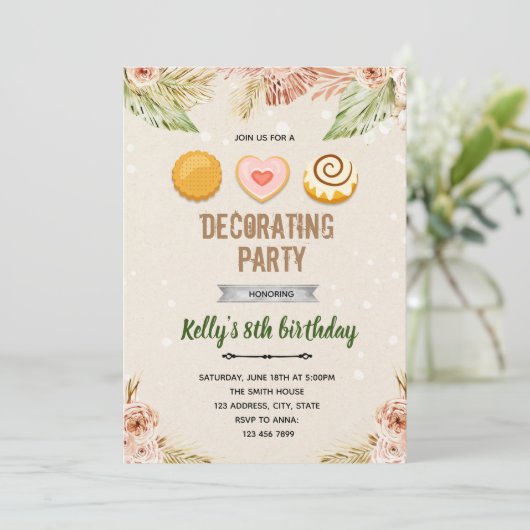 Boho koekjes voor het decoreren van thema kaart (Staand voorkant)