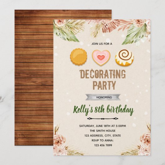 Boho koekjes voor het decoreren van thema kaart (Voorkant / Achterkant)