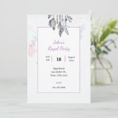 Boho koele waterverf royale feest uitnodigingskaar kaart (Staand voorkant)