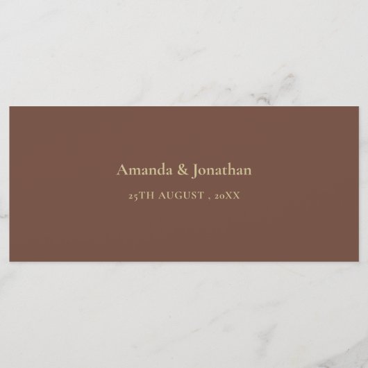 Boho Koffie Bruin en Goud Blad | Moderne bruiloft Menu (Achterkant)