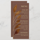 Boho Koffie Bruin en Goud Blad | Moderne bruiloft Menu (Voorkant / Achterkant)
