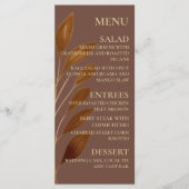 Boho Koffie Bruin en Goud Blad | Moderne bruiloft Menu (Voorkant)