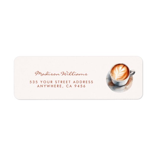Boho koffie thema bruiloftsfeest adres etiket (Voorkant)