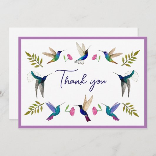 Boho kolibries bedankkaart (Voorkant / Achterkant)