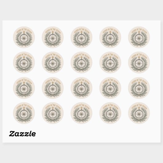 Boho Kompas Kerst Reizen Sticker (Vel)