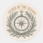 Boho Kompas Kerst Reizen Sticker (Voorkant)
