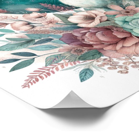 Boho Konijn Baby Kamer Art Decor Poster (Hoek)