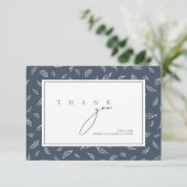 Boho koningsblauw weelde verlaat foto bruiloft bedankkaart (Staand voorkant)