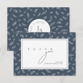 Boho koningsblauw weelde verlaat foto bruiloft bedankkaart (Voorkant / Achterkant)