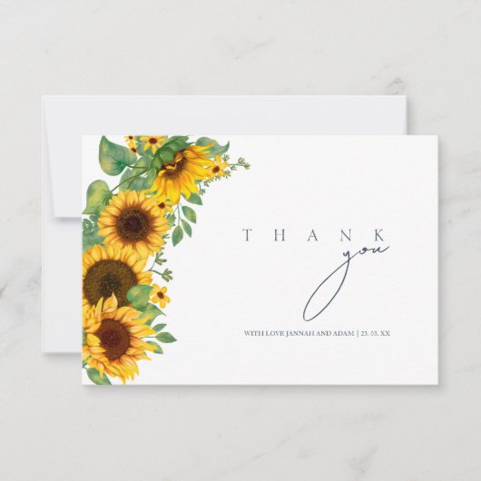 Boho koningsblauw weelde zonnebloem bruiloft bedankkaart (Voorkant)