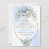 Boho Koningsblauwe Hortensia's Eucalyptus Quinceañ Kaart (Voorkant)