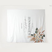 Boho Koper Pampas & Bloem Bruiloft of Feest Wandkleed (Voorkant (horizontaal))