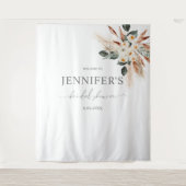 Boho Koper Pampas & Bloem Bruiloft of Feest Wandkleed (Voorkant)