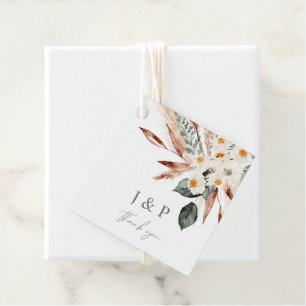 Boho Koper Pampas Gras & Beige Bloemen Favor Tags Bedankjes Labels