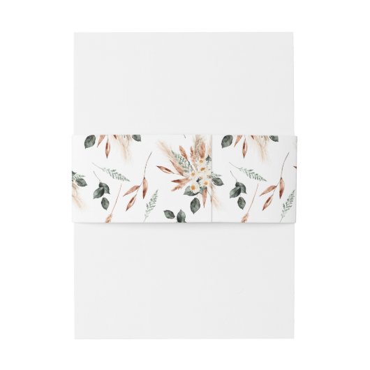 Boho Koper Pampas Gras & Beige Bloemen Uitnodigingen Wikkel (Achterkant Voorbeeld)