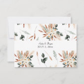 Boho Koperblad & Pampas & Beige Bloemen geen Maalt RSVP Kaartje (Achterkant)