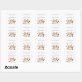 Boho koperen bladeren pampas gras & beige bloemen vierkante sticker (Vel)