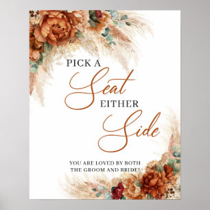 Boho koperen florale pampas Kies een stoel aan bei Poster