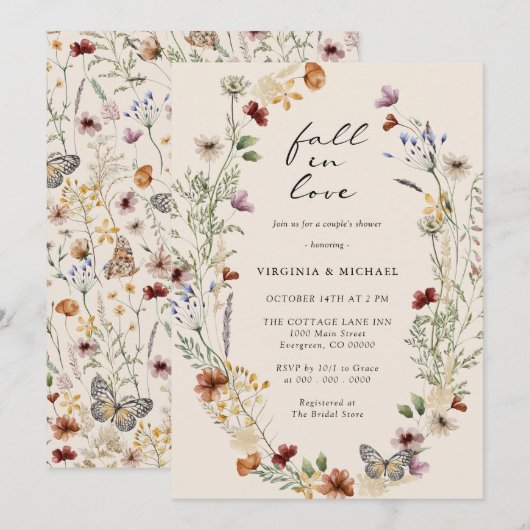 Boho Koppel Bruiloftsinvitation Kaart (Voorkant / Achterkant)