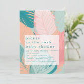 Boho koraal Blauwgroen bladeren picknick in Park B Kaart (Staand voorkant)