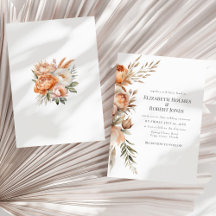Boho Koraal en Perzik Droge Bloemen Bruiloft