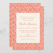 Boho Koraal Oranje Botanische Bloemen Baby Shower Kaart (Voorkant / Achterkant)