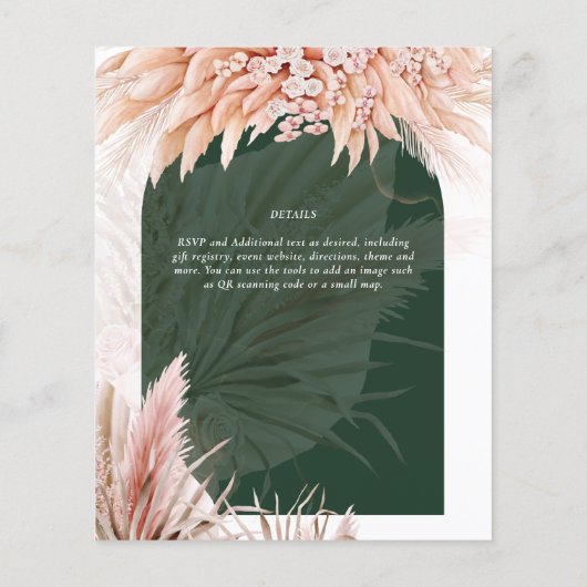 Boho Koraal Pampagras Groene Trouwdag (Achterkant)