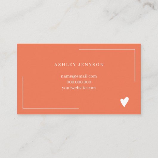 Boho koraal sinaasappel script bestelling dank u visitekaartje (Achterkant)