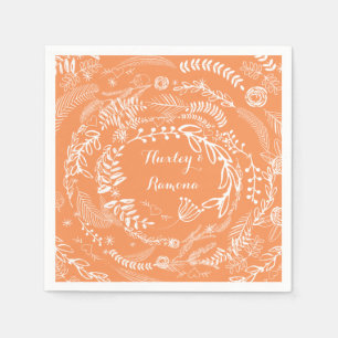 Boho koraal twijgen & bladeren bloemenslinger servetten