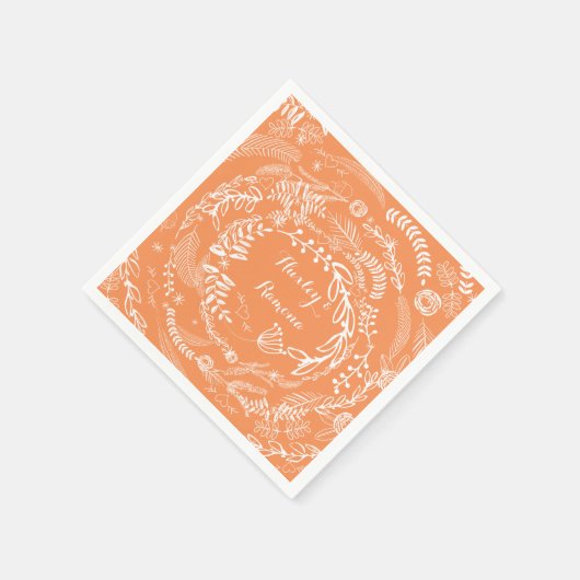 Boho koraal twijgen & bladeren bloemenslinger servetten (Hoek)