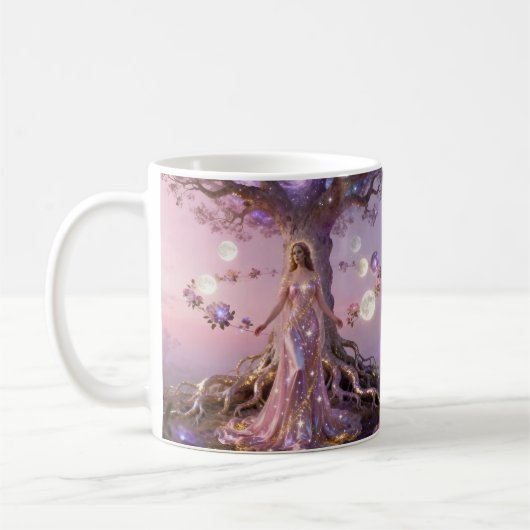 Boho Kosmische Bloei Roze Koffiekoppen Vrouwen Eth Koffiemok (Links)