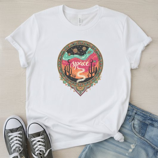 Boho Kosmische Woestijn Retro Tri-Blend Shirt