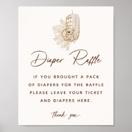 Boho-kraam Baby Shower Luier Raffle Bord Poster