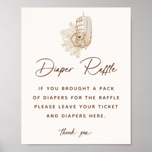 Boho-kraam baby shower luier tombola bord poster