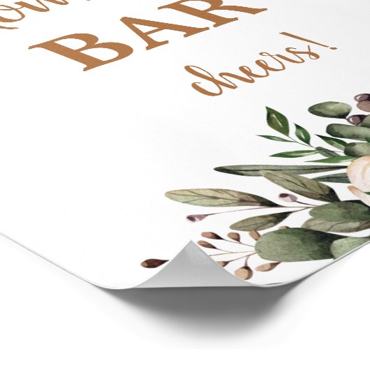 Boho kraamfeest Momosa bar bord Poster (Hoek)