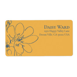 Boho + Krachtig Geel Wildflower Retouradreslabel Etiket