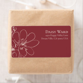 Boho + Krachtig Rood Wildflower Retouradreslabel Etiket